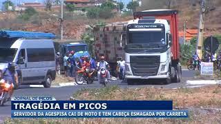 Homem perde controle de moto e morre atropelado por carreta em Picos; vítima é servidor da Agespisa