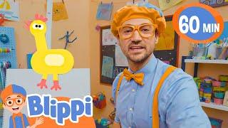 BLIPPI Teaches How To Draw A Chicken | How to Draw Animals for Kids | Moonbug Art for Kids Hub ️