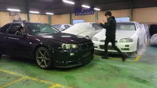 Nissan Skyline R34 midnight purple at Garage Defend