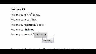 Lesson 77 (to put on) انگلیسی‌ به فارسی