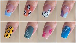 8 Easy and simple nail art designs at home || Dotting tool nail art