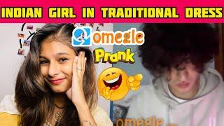 INDIAN GIRL ON OMEGLE| Foreigners Reaction | PRANK | Traditional dress | thejathangu