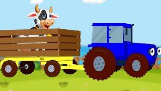 СИНИЙ ТРАКТОР | Песенки для детей - Едет трактор - мультик про машинки Kuku and Cucudu