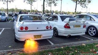 Nissan Skyline R33 GTS-T - Huge Anti-Lag Flames & Burnout !