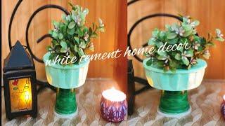 Making Small Cement pot for living room |  white cement pot | Diy planter