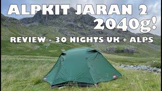 Field review of Alpkit Jaran 2 in Alps after 30 nights in this ultralight tent