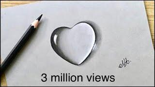 Water drop drawing of Heart !! simple way of Heart sketch