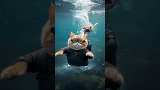 Chubby Ginger Cat’s Hilarious Underwater Hunt! #sorts