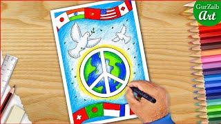 World Peace Day Drawing || International peace and non violence day poster painting