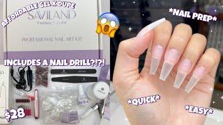 TRYING $28 SAVILAND GEL X NAIL KIT DUPE FROM AMAZON INCLUDES A NAIL DRILL | AFFORDABLE NAILS AT HOME