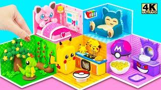 Make 5 Color Pokemon House with Pikachu Kitchen, Pokeball, Jigglypuff Bedroom ️ DIY Miniature House