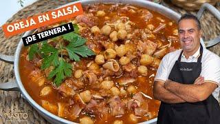 Oreja en salsa con garbanzos ¡vas a disfrutar de lo lindo!