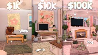 building a living room with $1k, $10k, and $100k