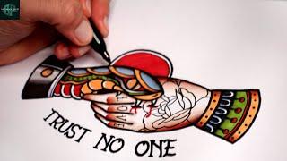 How to Draw Out a Tattoo Design | Trust No One Old School Style
