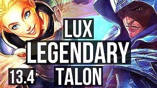 LUX vs TALON (MID) | 4.1M mastery, 9/1/8, 900+ games, Legendary | KR Diamond | 13.4