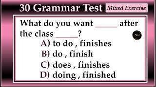 30 Grammar Test | Test Your English level | English All Tenses Mixed Quiz | No.1 Quality English