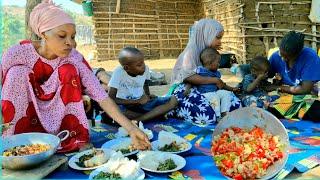 African Village Life/Cooking Delicious Village Food Scrambled Eggs With Organic Vegetable For Dinner