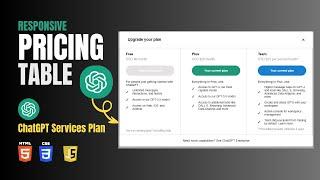 How To Make ChatGPT Website Pricing Table Using HTML, CSS, and JavaScript | Website Pricing Table |