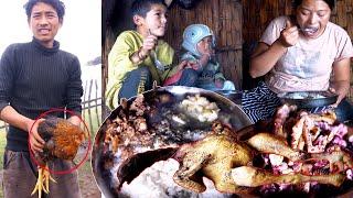 manjita somu cook chicken for son and a small brother of manjita in their shed Kitchen || manjita ||