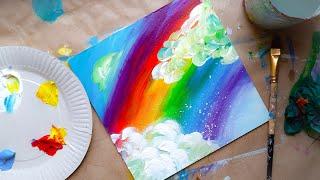 РАДУГА | Из трёх цветов| Как делать плавные переходы| Рисование для детей и взрослых