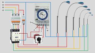 Turn on the street lights using the timer and selector switch | timer