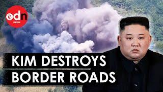 Moment North Korea Blows-up Road Near South Korea Border as Tensions Soar