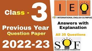 IEO International English Olympiad previous Year Question Paper 2022-23 Class 3 IEO Grade 3