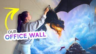 I Painted A GIANT Fantasy Mural ...On our brand new office wall!