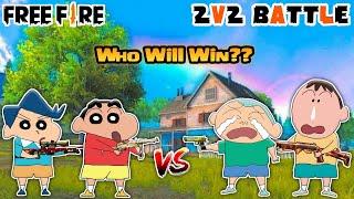 Shinchan and kazama vs masao and bochan in free fire 2v2 custom  | Shinchan playing free fire 