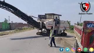 Road milling machine removing the road. Road construction vlog