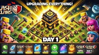 " MAXING OUT Town Hall 16 LIVE! Upgrading EVERYTHING!  | Clash of Clans"  DAY - 1