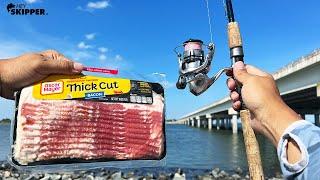 Fishing w/ Bacon to Catch Flounder Limit! (NO JOKE, ACTUALLY USEFUL!) Catch and Cook