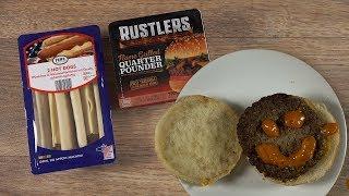 Mikrowellen Hotdog & Rustlers Quarter Pounder Hamburger