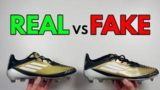 REAL VS FAKE! ADIDAS F50 MESSI GOLD FOOTBALL BOOT COMPARISON! (CLEATS)