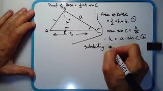 How to prove the area rule of a triangle formula Area = 0.5×a×b×sin(C)