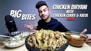 Chicken biryani with chicken curry & raita MUKBANG + RECIPE | Akshanshu Aswal