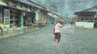 Walk in Heavy Rain and the Beautiful Sound of Thunder in Village Life | Rain Sounds For sleeping