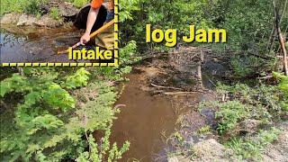 Unclogging A Tough Beaver Dam And Dismantling Log Jam On Severely Damaged Roadway