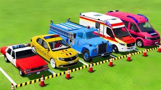 POLICE CARS, FIRE DEPARTMENT, AMBULANCE VEHICLES TRANSPORTING WITH MAN TRUCKS ! Farming Simulator 22