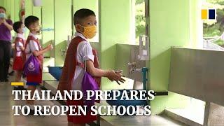 Thai kindergarten rehearses coronavirus prevention measures before schools reopen nationwide