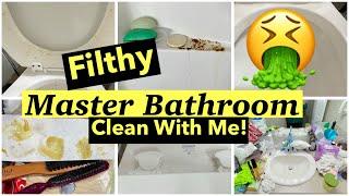 FILTHY MASTER BATHROOM CLEAN WITH ME | Super Satisfying Cleaning Motivation | At Home With Shaniqua