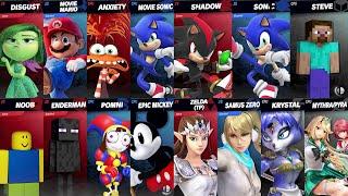 Movie Sonic and Movie Mario vs Disgust and Anxiety | Sonic vs Steve in Super Smash Bros Ultimate