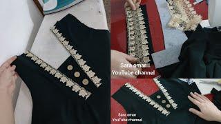 neck design with lace and button