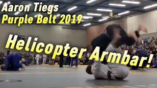 Crazy Helicopter Armbar in Jiu Jitsu Match! (Aaron Tiegs, Purple belt 2019)