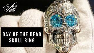 Men’s Silver Day Of The Dead Skull Ring  | AJT Jewellery 6.11.2020