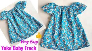 Very Easy yoke baby frock cutting and stitching for 1-2 Year