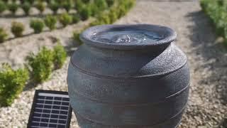 49cm Solar Bubbling Vase Fountain Water Feature With Battery Backup and Lights By Solaray