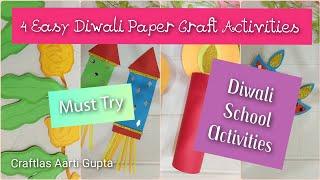 4 Easy Paper Diwali Craft Ideas For School Students| Diwali Craft Activities @Craftlas_Aartigupta