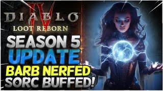 BRAND NEW SEASON 5 UPDATE CLASS CHANGES SORC IS NOW THE BEST DIABLO 4!