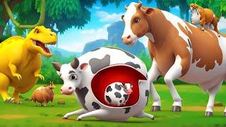 T-Rex and Wild Animals Attack Pregnant Cow | Epic Giant Cow Rescue | Cow Cartoon 2024